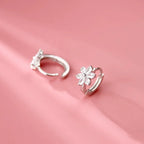 925 Sterling Silver Flower CZ Earrings