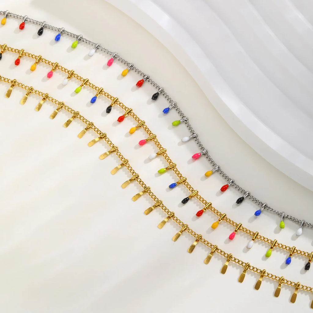 Colorful Bohemia Anklet in Gold-Plated Stainless-Steel