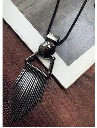 Bold Long Statement Necklace with Oversized Crystal Pendant - Choose Yours