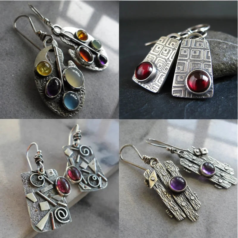 Unique Collection of Handmade Alloy Resin Earrings - Geometric Asymmetric Boho
