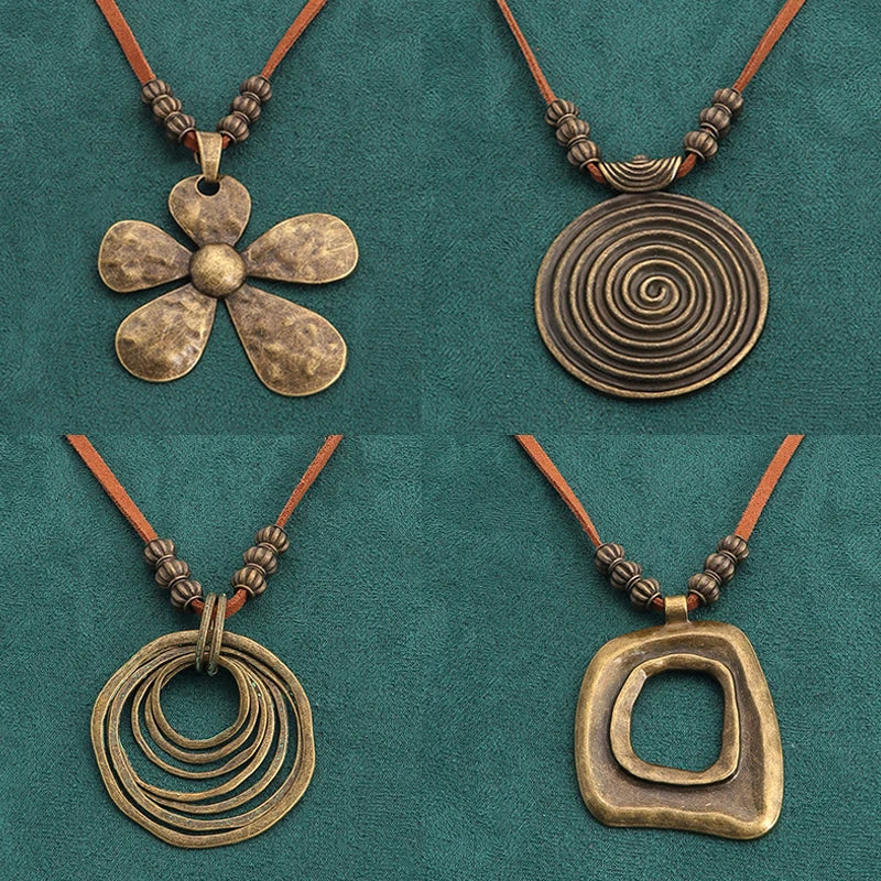 Selection of Suede & Wax Leather Cord Alloy Pendant Necklaces