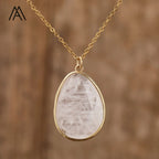 Natural Healing Crystal Pendant Copper Chain Necklace - Choose Your Stone