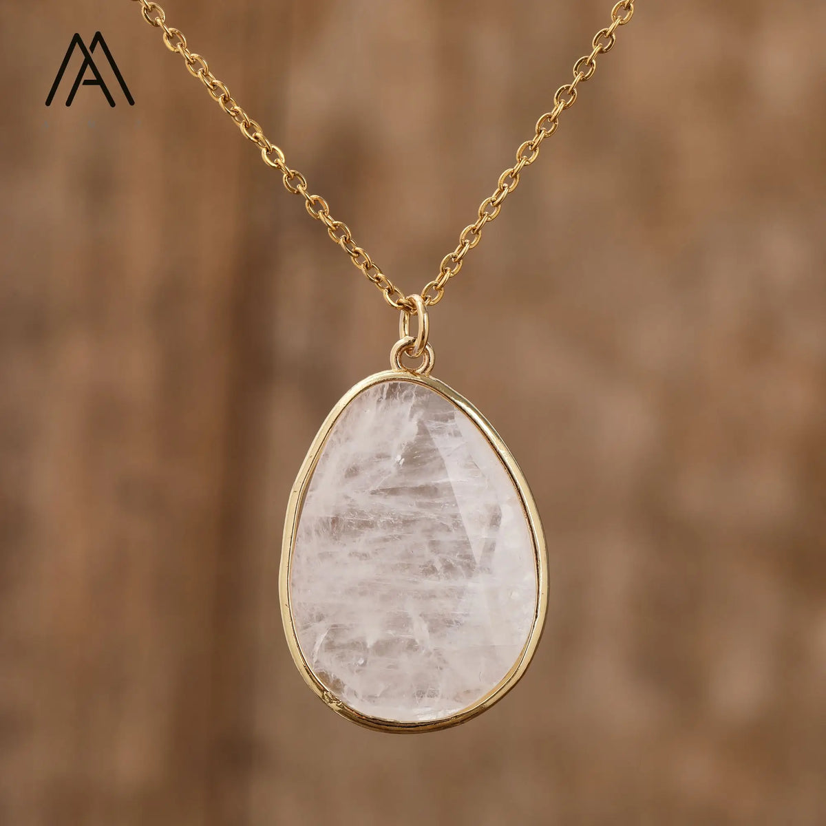 Natural Healing Crystal Pendant Copper Chain Necklace - Choose Your Stone