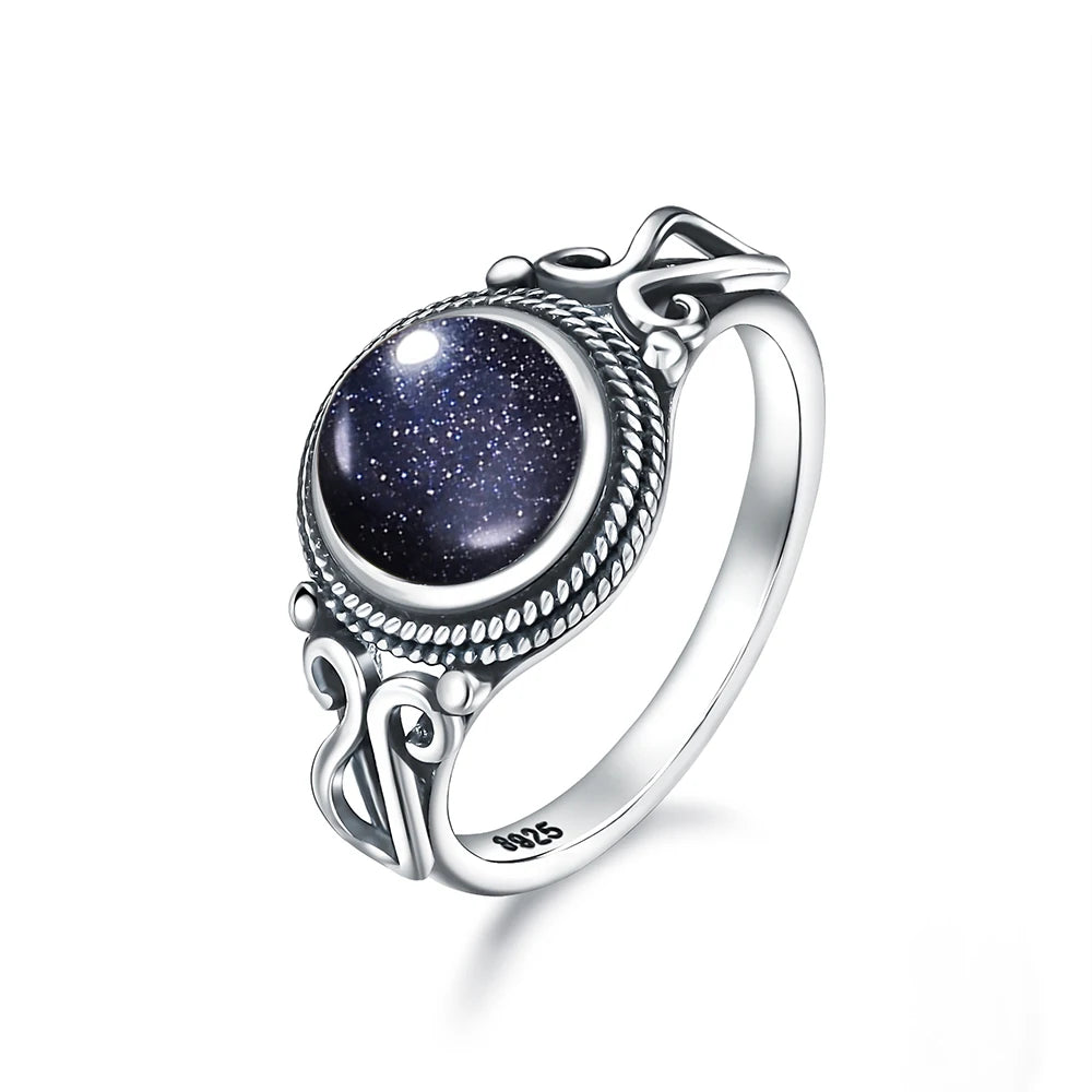 925 Sterling Silver Gemstone Ring – 8mm Natural Stone, Choose Your Favorite Gemstone