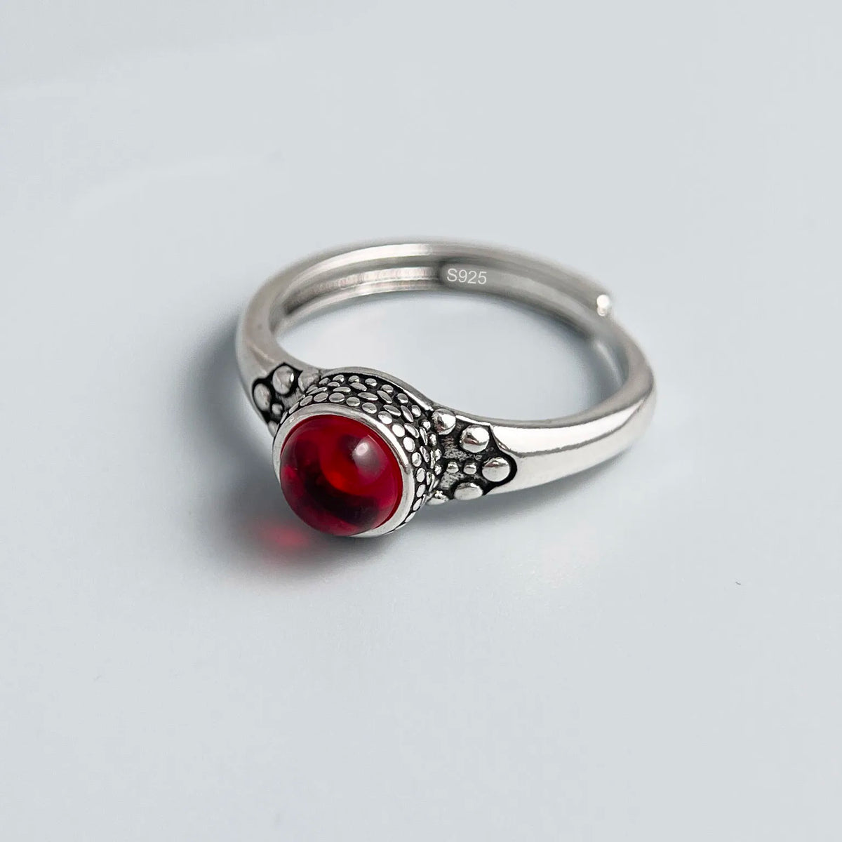 925 Sterling Silver Stone Adjustable Ring with Turquoise