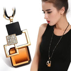 Bold Long Statement Necklace with Oversized Crystal Pendant - Choose Yours