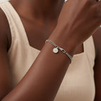 Karma Wheel Wire Chain Bracelet in 925 Sterling Silver