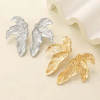 Bold Geometric Half-Flower Alloy Stud Earrings