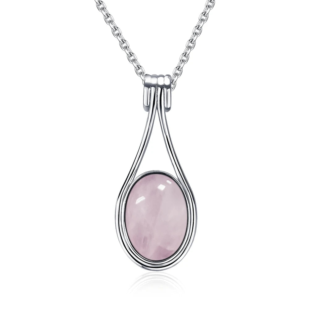 Platinum Plated Sterling Silver Pendant with Natural Labradorite