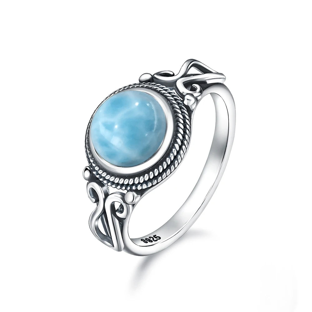 925 Sterling Silver Gemstone Ring – 8mm Natural Stone, Choose Your Favorite Gemstone