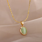 Good Fortune Green & White Jade Pendant Necklace