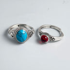 925 Sterling Silver Stone Adjustable Ring with Turquoise