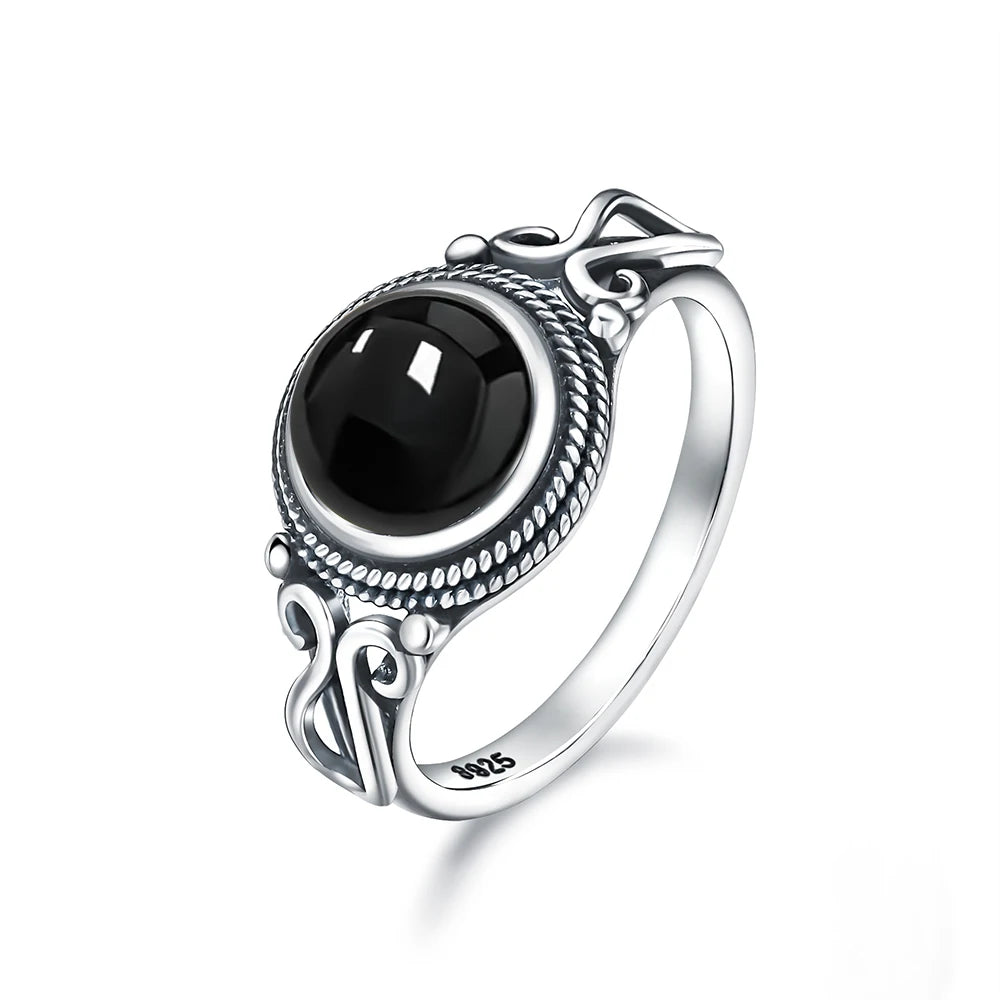 925 Sterling Silver Gemstone Ring – 8mm Natural Stone, Choose Your Favorite Gemstone