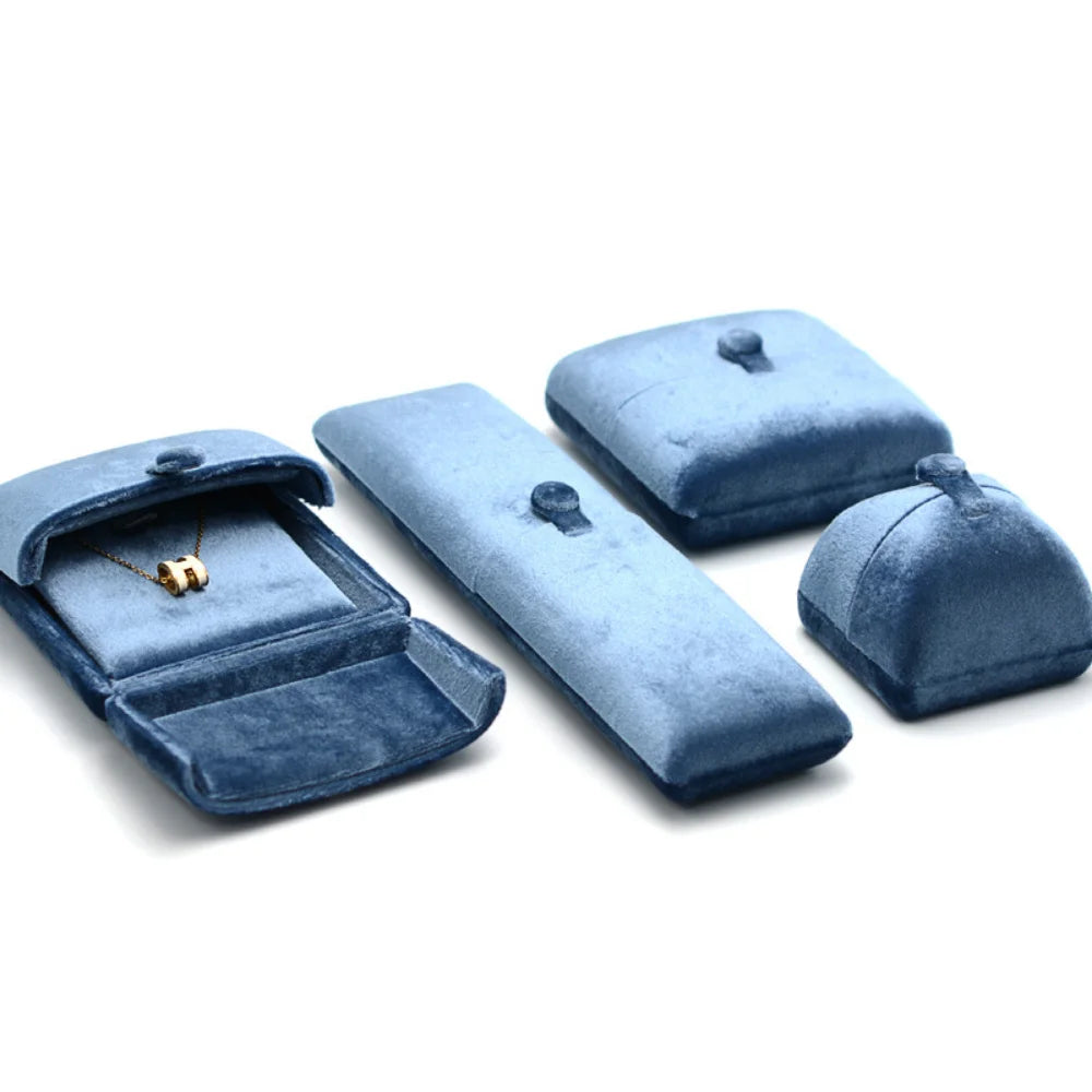 Double-Layer Blue Velvet Jewelry Box – Elegant Jewelry Storage Organizer