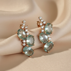 Clear Blue CZ KC Gold Plated Copper Earrings