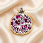 Large Pomegranate Pendant with Zircons in 925 Sterling Silver