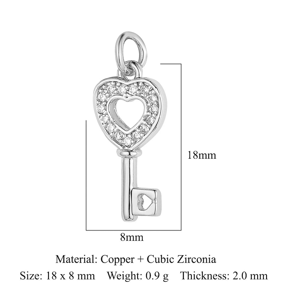 5-Piece Cubic Zirconia Copper Charms for Jewelry Making