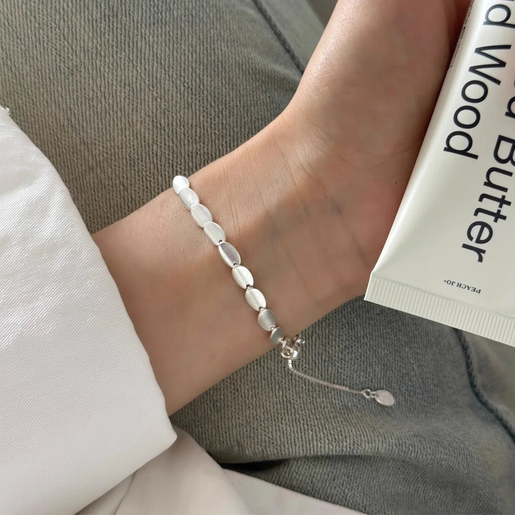 Matte 925 Sterling Silver Bracelet Adjustable