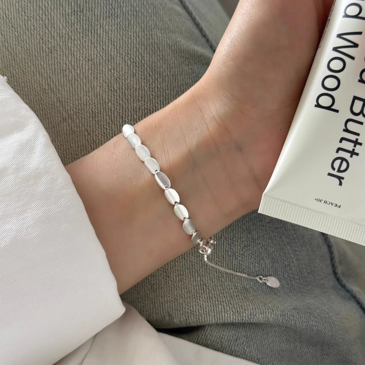 Matte 925 Sterling Silver Bracelet Adjustable