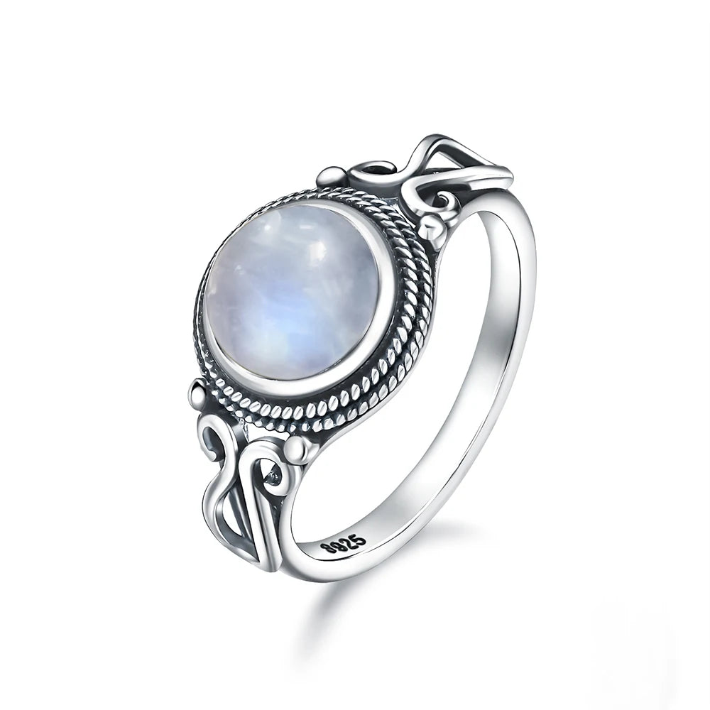 925 Sterling Silver Gemstone Ring – 8mm Natural Stone, Choose Your Favorite Gemstone