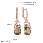 14K Rose Gold Plated Copper Snake Dangle Earrings with Natural Brown Zircon