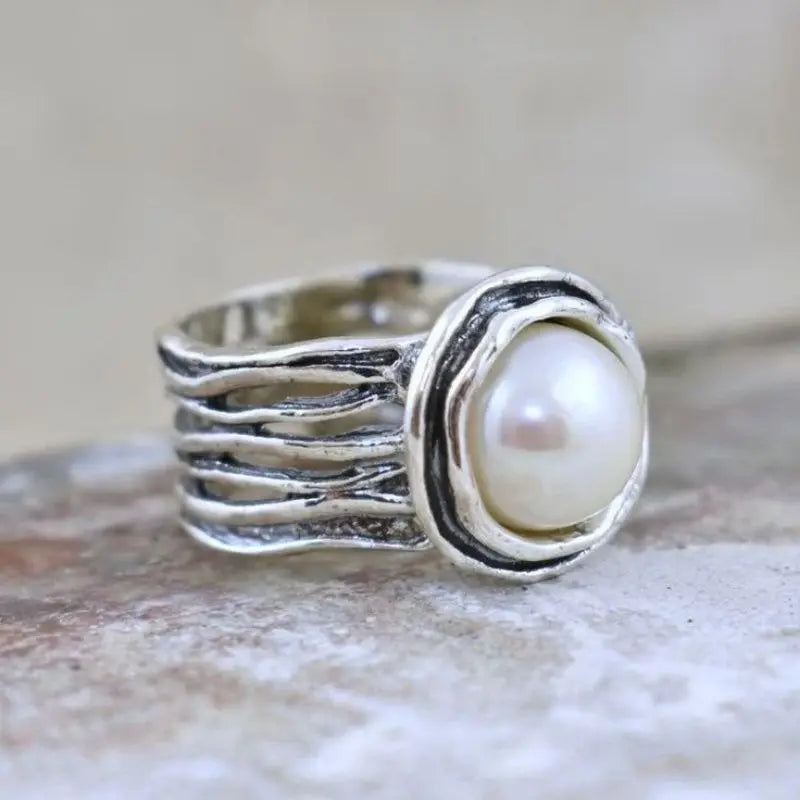 Set of 5 Bold Statement Rings – Cubic Zirconia, Pearl & Rose-Inspired Designs