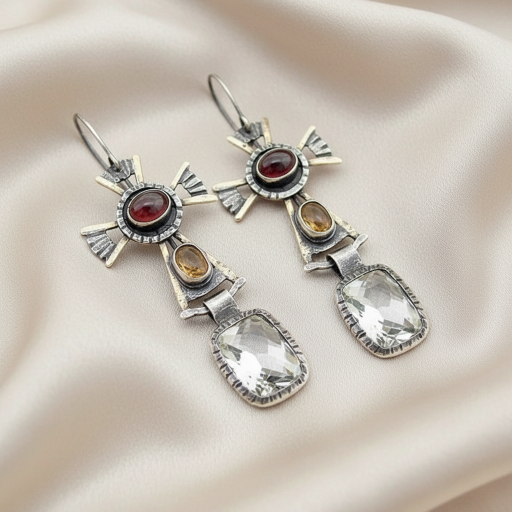 Unique Collection of Handmade Alloy Resin Earrings - Geometric Asymmetric Boho