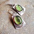 Vintage-Inspired Moonstone Drop Earrings – Bold Oval and Square Statement Design