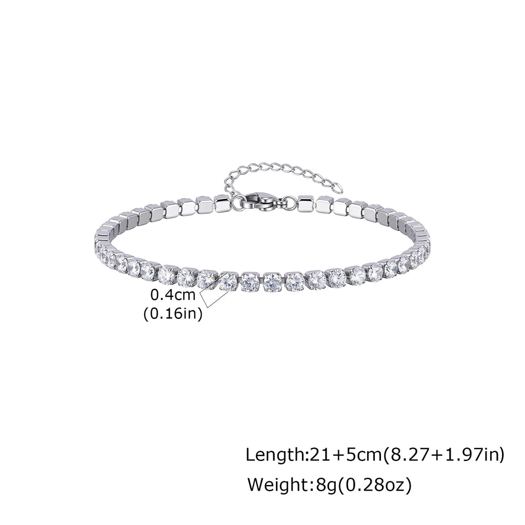 18K Gold Plated Stainless Steel Cubic Zirconia Tennis Anklet