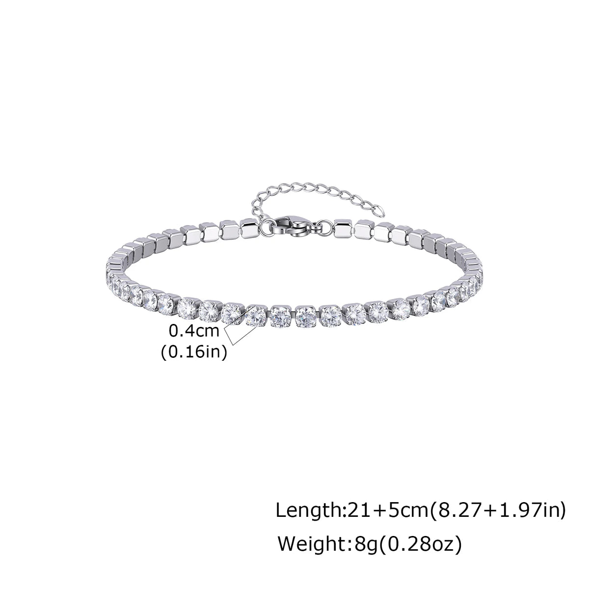 18K Gold Plated Stainless Steel Cubic Zirconia Tennis Anklet