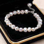 Genuine Freshwater White Pearl Bracelet in 925 Sterling Silver