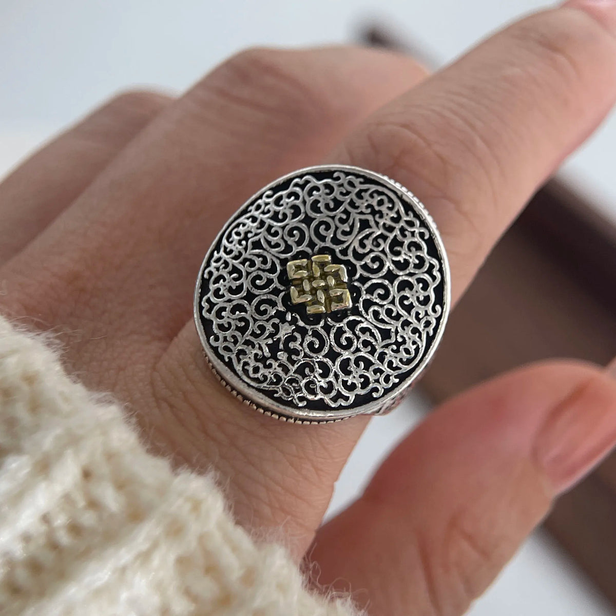 925 Sterling Silver Bold Adjustable Size Stamp Ring
