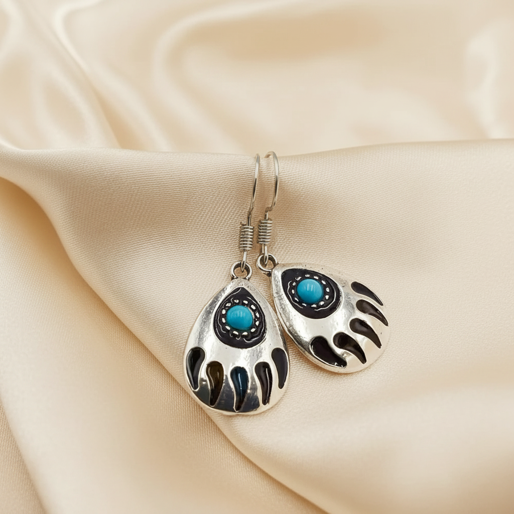 Boho Turquoise Bear Claw Drop Earrings