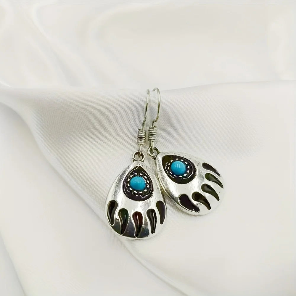 Boho Turquoise Bear Claw Drop Earrings