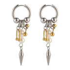 Y2K Punk Goth Spike Rivet Ball Pearl Stainless Steel Hoop Earrings