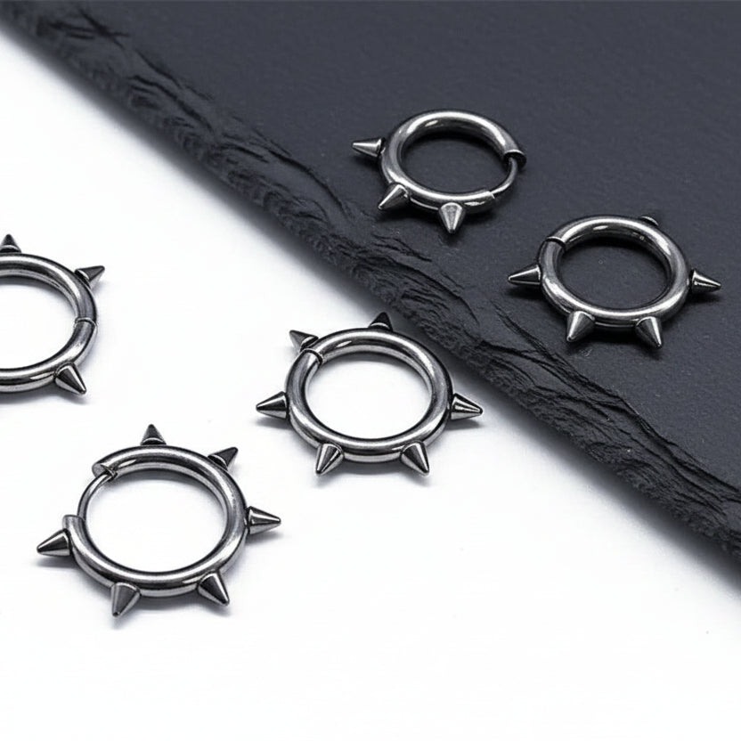 Punk Spike Rivet Goth Hoop Stainless Steel Earrings Collection
