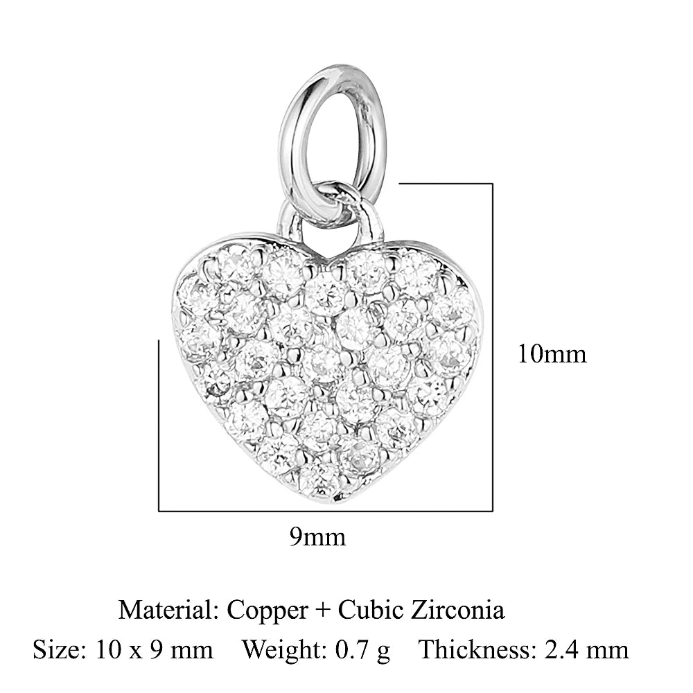 5-Piece Cubic Zirconia Copper Charms for Jewelry Making