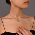Boho Teardrop Turquoise Pendant Necklace in Stainless Steel