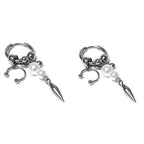 Y2K Punk Goth Spike Rivet Ball Pearl Stainless Steel Hoop Earrings