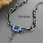 Retro Black Zircon Star Chain Stainless Steel Punk Bracelet