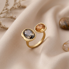 Bold Retro Brown Rhinestone Crystals Alloy Ring