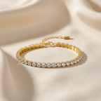 18K Gold Plated Stainless Steel Cubic Zirconia Tennis Anklet