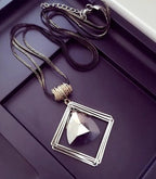 Bold Long Statement Necklace with Oversized Crystal Pendant - Choose Yours