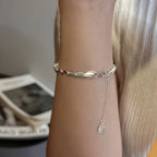 Matte 925 Sterling Silver Bracelet Adjustable