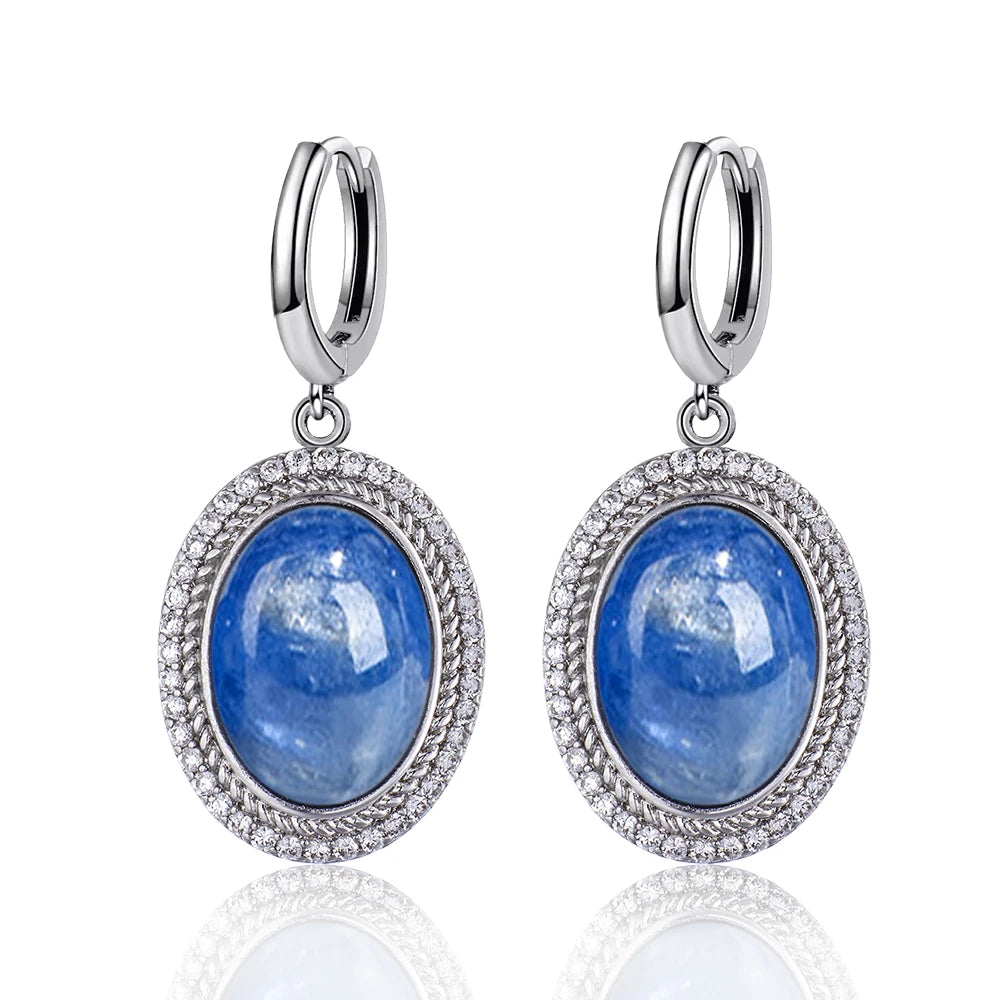 925 Sterling Silver Natural Moonstone Pendant & Earrings Set - Choose Your Stone