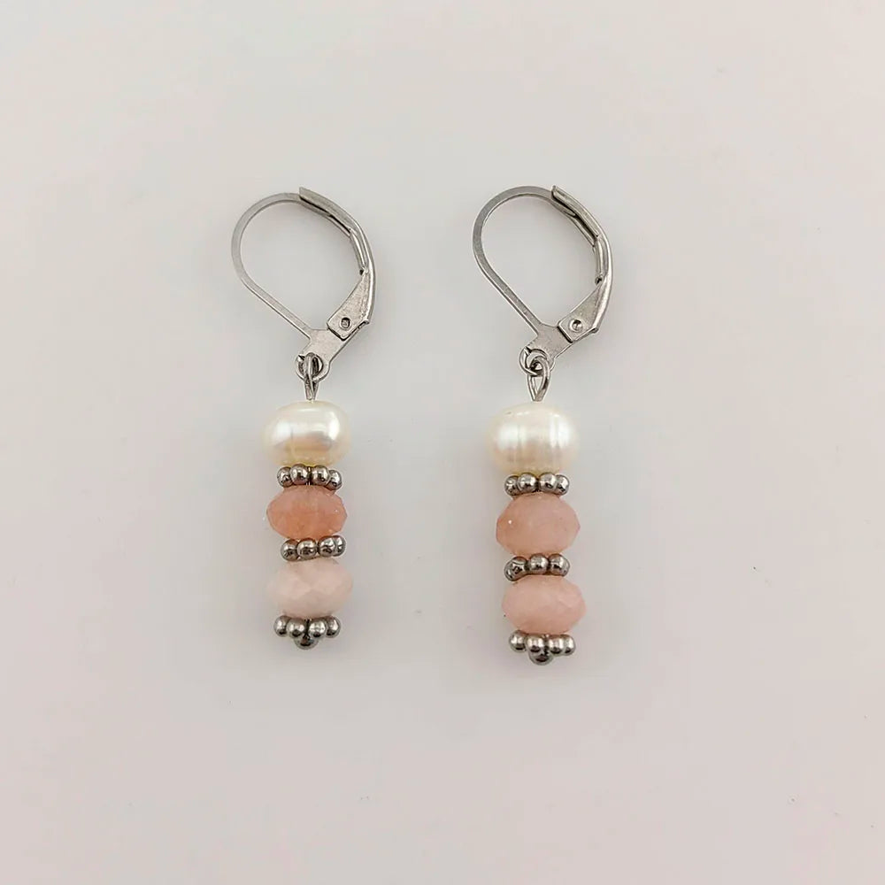 8 Colors! 18K Gold Plated Dangle Earrings with Freshwater Pearls & Crystals
