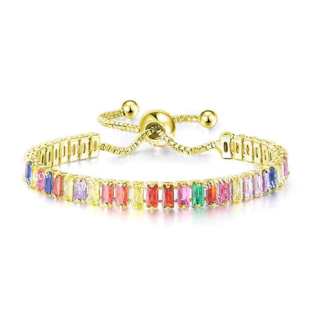 Selection of 925 Sterling Silver Tennis Bracelets with Multi-colored Zircons