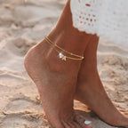 Initial 14K Gold-Plated Stainless-Steel Cubic Zirconia Heart Anklet