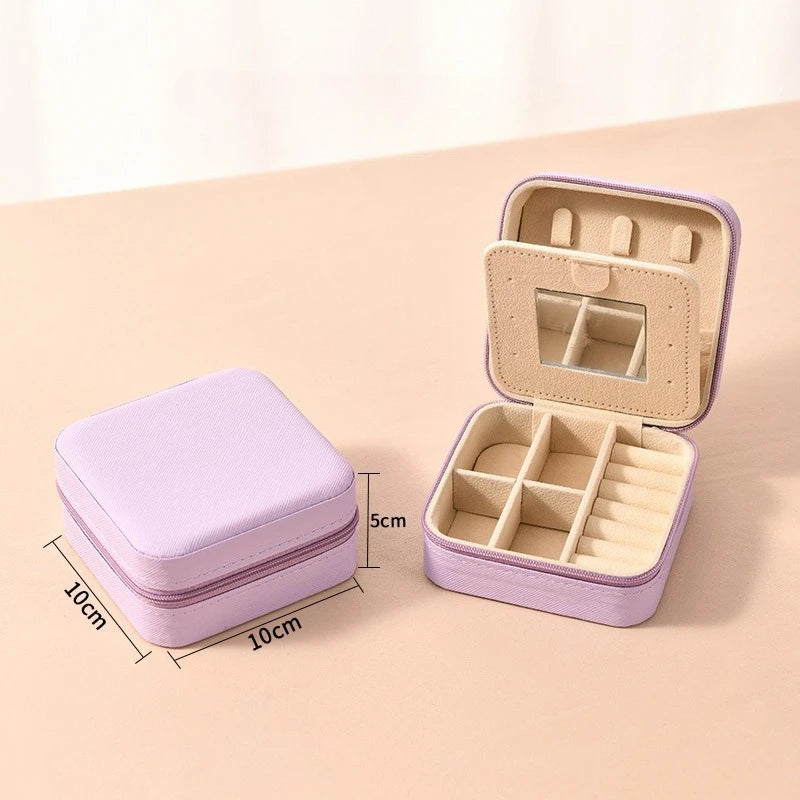 Elegant Leather Travel Jewelry Box – Compact Jewelry Organizer in 12 Colors