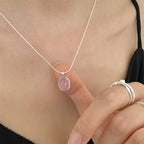 925 Sterling Silver Pink Crystal Moonstone Feminine Necklace